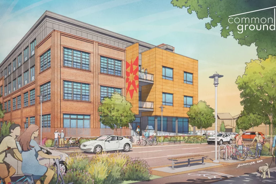 Rendering of Commongrounds Cooperative building